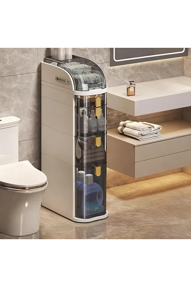  5 Katlı - Çok Amaçlı Banyo, Çamaşır Odası ve Mutfak Düzenleyici | Dar Alan Dikey Çekmeceli Dolap